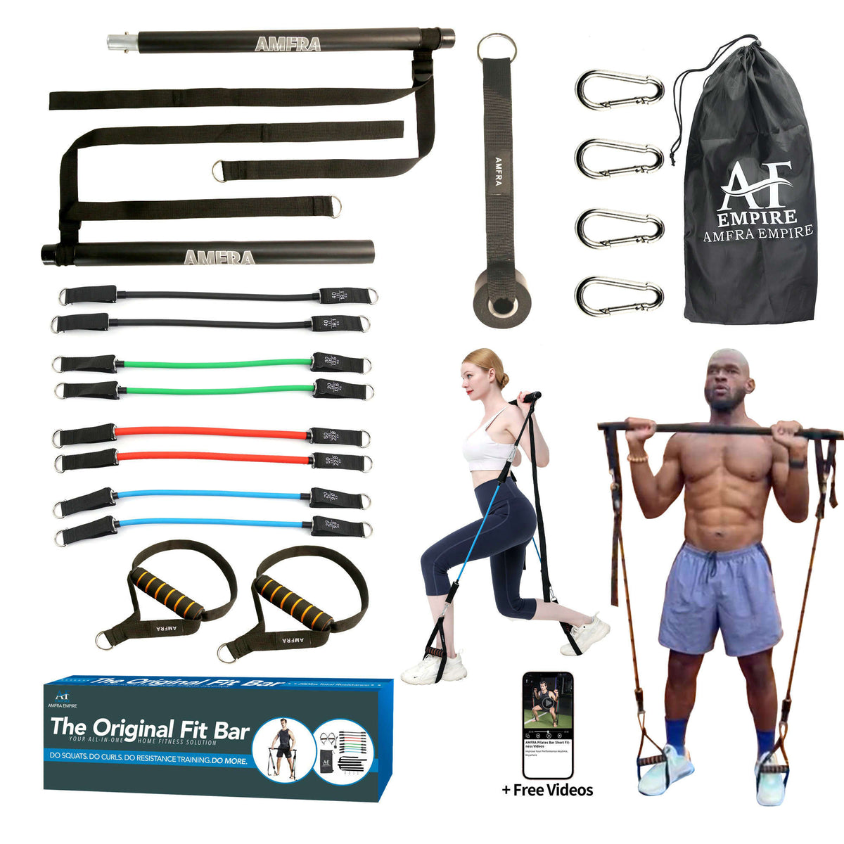 AMFRA Pilates Bar Kit with Resistance Bands for Men & Women – Amfra Empire